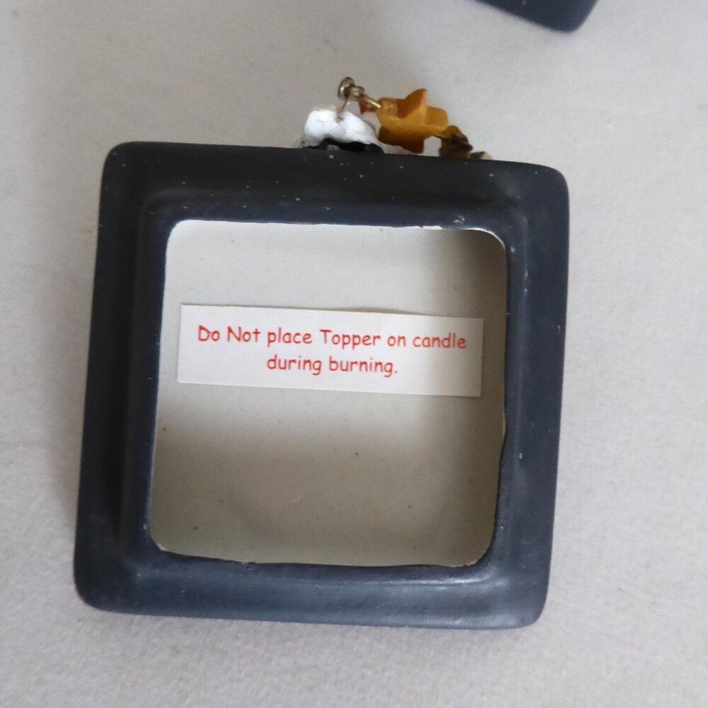 NEW CERAMIC LIDDED MERRY CHRISTMAS SNOWMAN CANDLE HOLDER WITH WOOD HANDLE - Picture 9 of 10